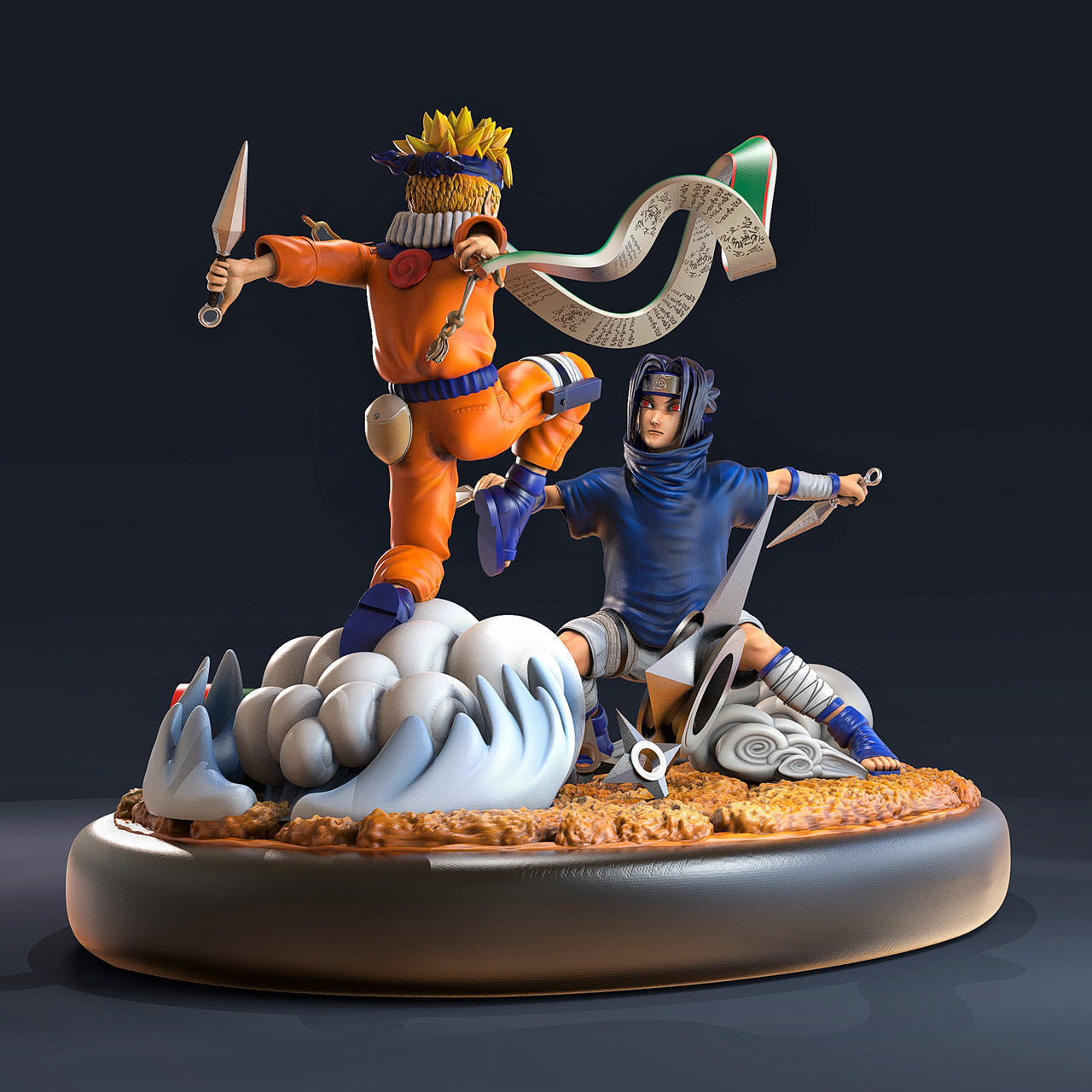 STL Fanart Naruto vs Sakuke Diorama