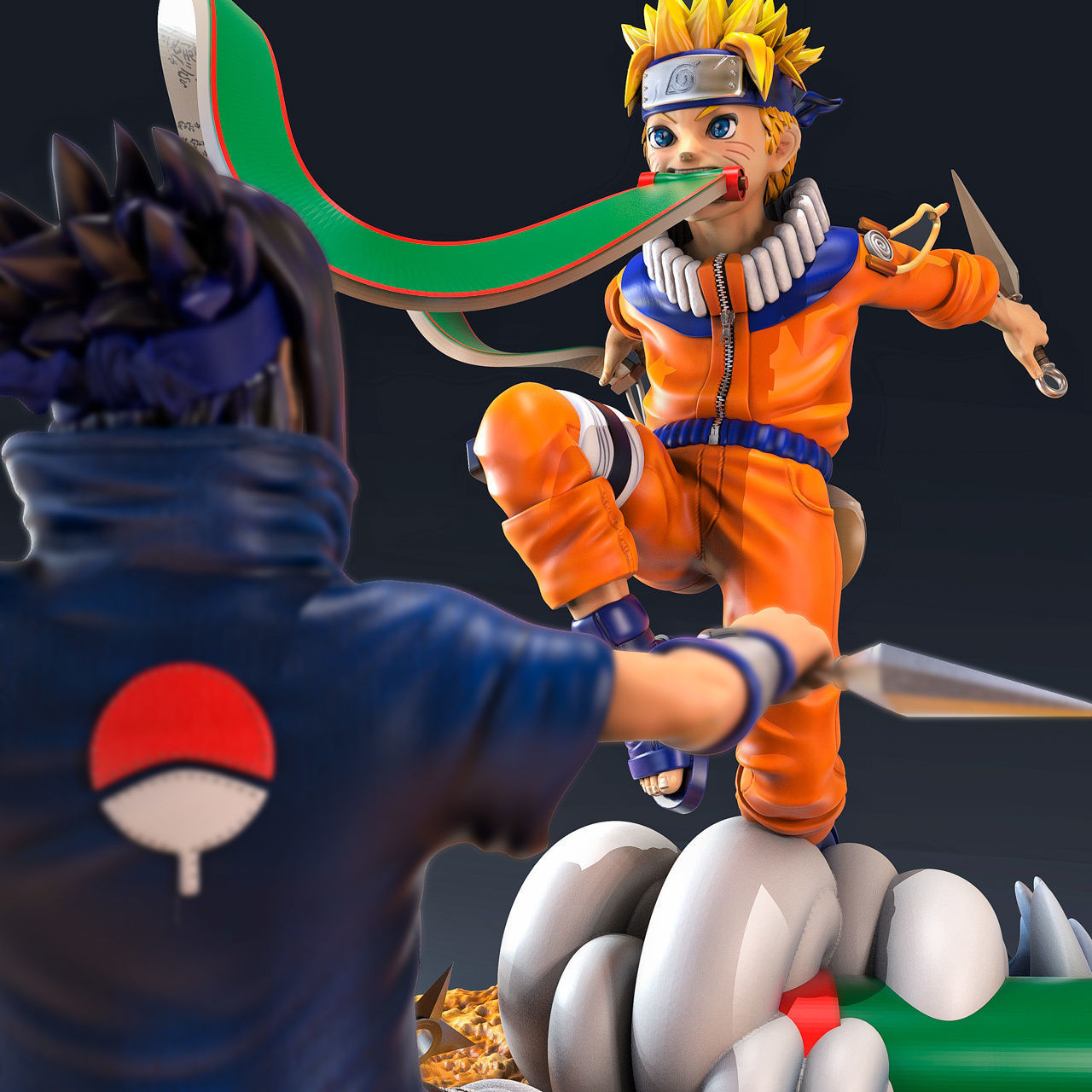 STL Fanart Naruto vs Sakuke Diorama
