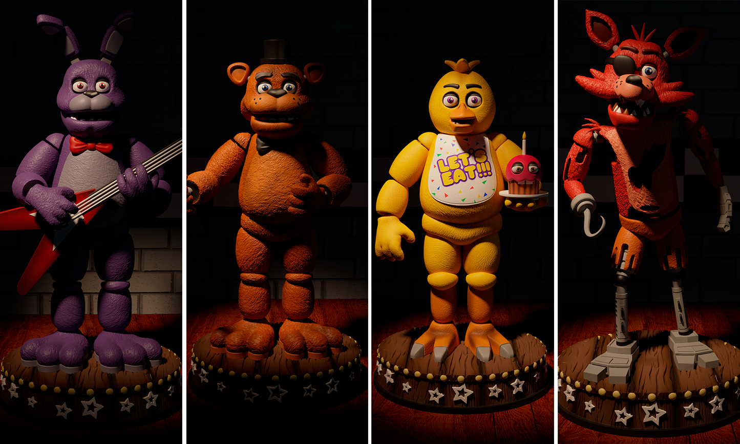 STL Fanart FNAF All Animatronics Pack (Includes Pre Supported)